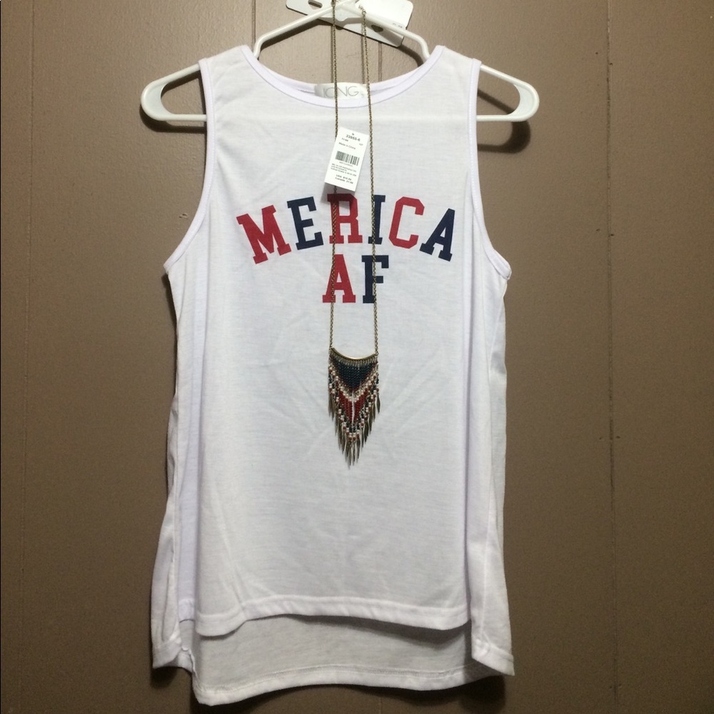 “Merica AF” shirt with cute matching necklace!